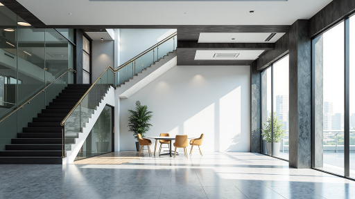 公司所在商务楼外观照片，现代化建筑外观，周边交通便利，环境优雅